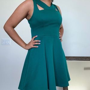 Emerald Fit and Flare Dress w/ CutOuts